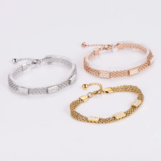Bracelet multicouche zircon — vue ensemble 3 coloris