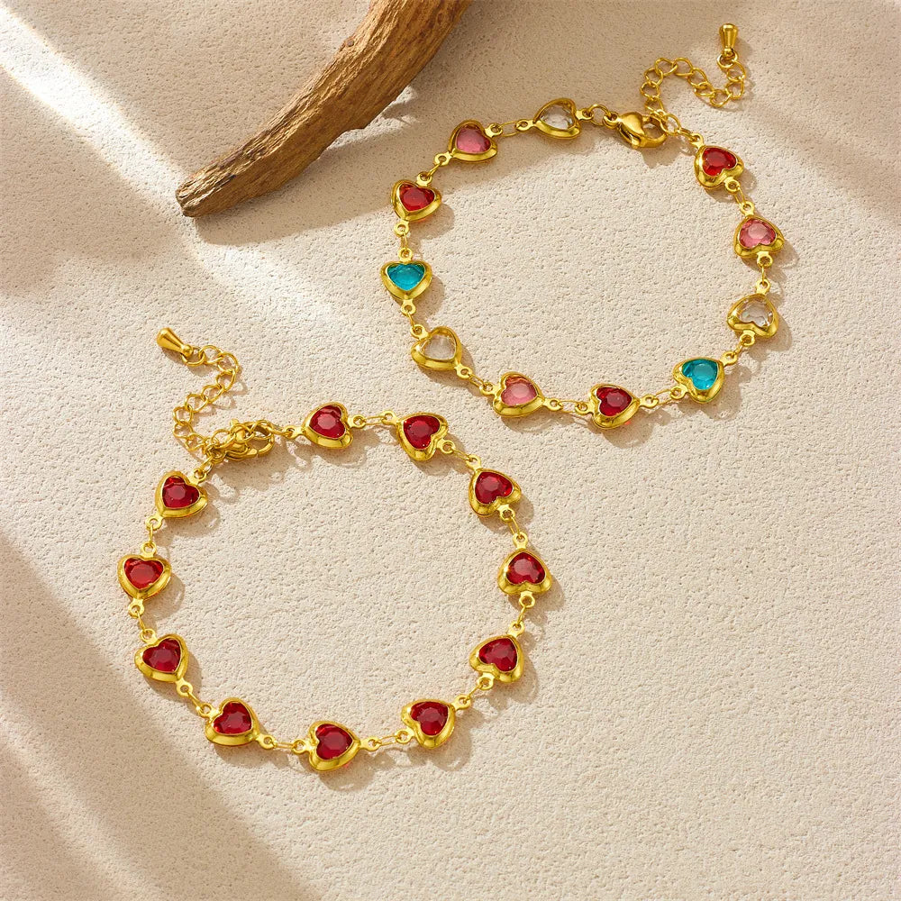 Bracelets cœurs verre coloré toutes couleurs