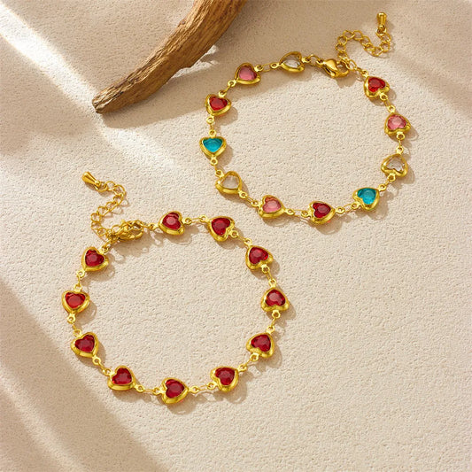 Bracelets cœurs verre coloré toutes couleurs